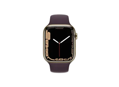 Apple Watch Series 7 (GPS + Cellular Model) 45mm Gold Stainless Steel Case Dark Cherry Regular "Purple" MKJX3JA
