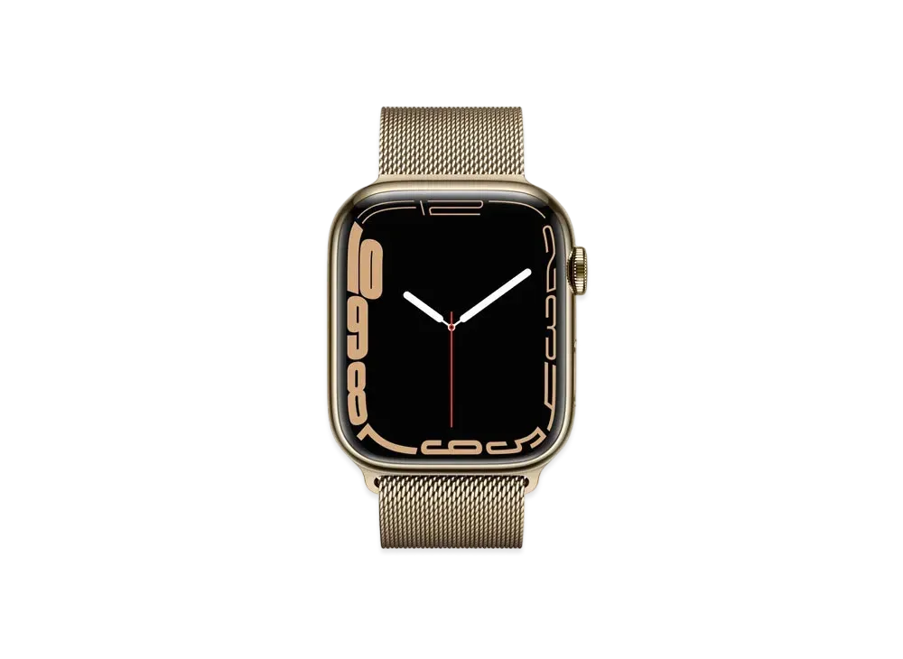 Apple Watch Series 7 (GPS + Cellular Model) 45mm Gold Stainless Steel Case Gold Milanese Loop "Gold" MKJY3JA
