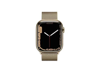 Apple Watch Series 7 (GPS + Cellular Model) 45mm Gold Stainless Steel Case Gold Milanese Loop "Gold" MKJY3JA