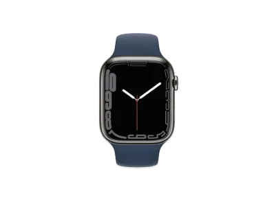 Apple Watch Series 7 (GPS + Cellular Model) 45mm Graphite Stainless Steel Case Abyss Blue Sportsband Regular "Blue" MKL23JA