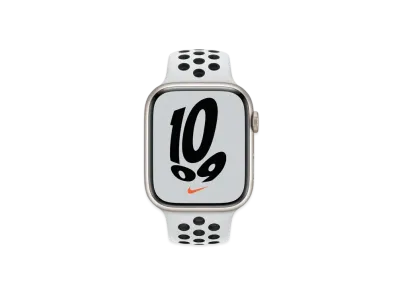 Apple Watch Nike Series 7 (GPS + Cellular Model) 45mm Starlight Aluminiumcase Pure Platinum Black Nike Sportsband Regular "White" MKL43JA