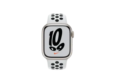 Apple Watch Nike Series 7 (GPS Model) 41mm Starlight Aluminiumcase Pure Platinum Black Nike Sportsband Regular "White" MKN33JA