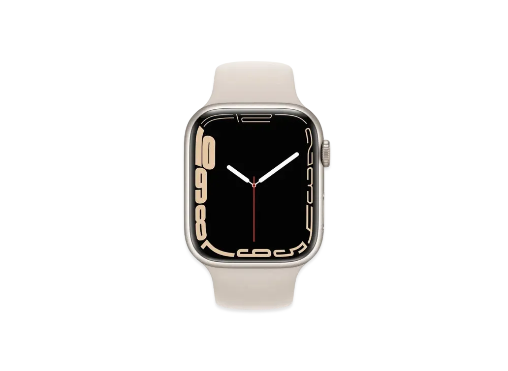 Apple Watch Series 7 GPS 45mm Starlight Aluminiumcase Starlight Sportsband "Silver" MKN63JA