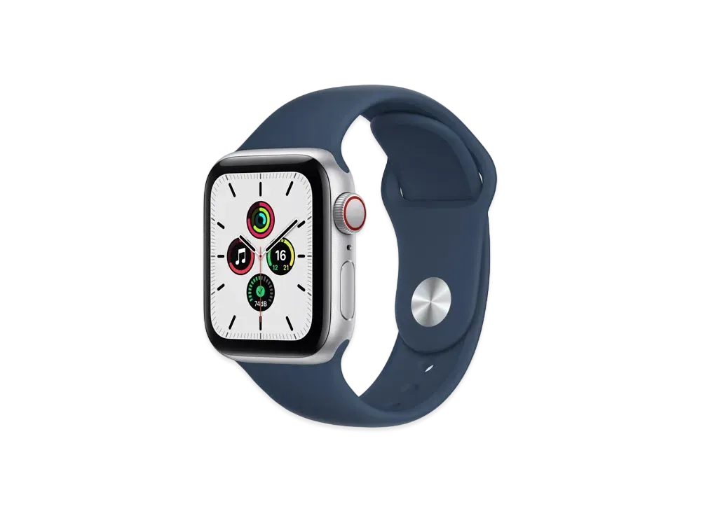 Apple Watch SE (GPS + Cellular Model) 40mm Silver Aluminiumcase Abyss Blue Sportsband "Blue" MKQV3JA
