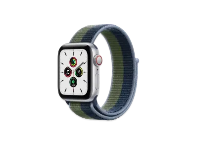 Apple Watch SE (GPS + Cellular Model) 40mm Silver Aluminiumcase Abyss Blue/Moss Green Sports Loop "Blue" MKQW3JA