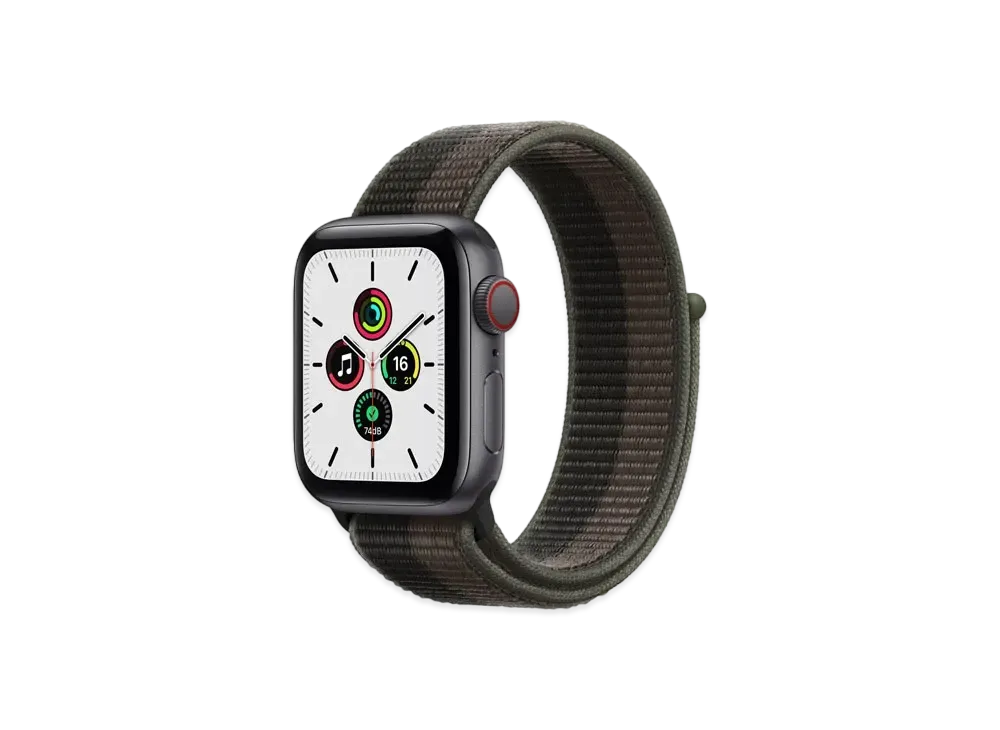 Apple Watch SE (GPS + Cellular Model) 40mm Space Gray Aluminiumcase Tornado/Gray Sports Loop "Gray" MKR33JA