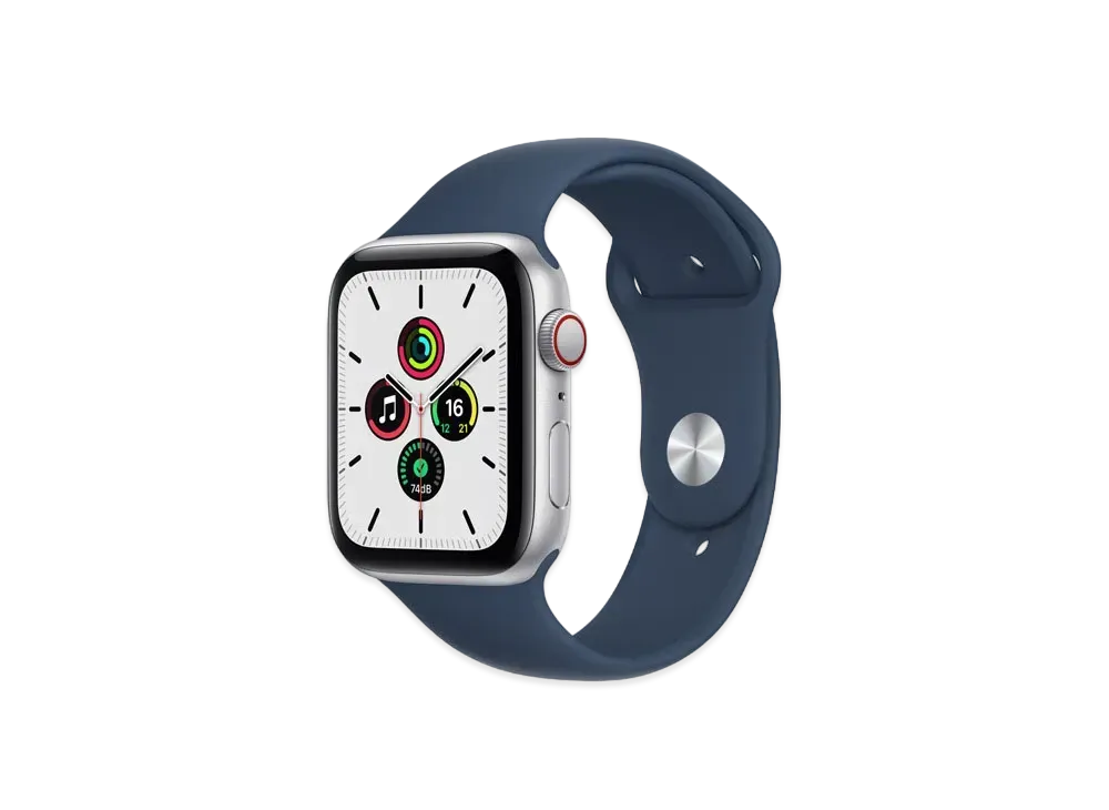 Apple Watch SE (GPS + Cellular Model) 44mm Silver Aluminiumcase Abyss Blue Sportsband "Blue" MKRY3JA