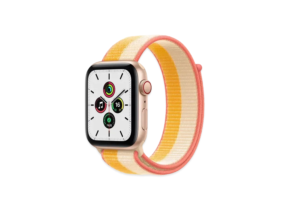 Apple Watch SE (GPS + Cellular Model) 44mm Gold Aluminiumcase Maze/White Sports Loop "White" MKT23JA
