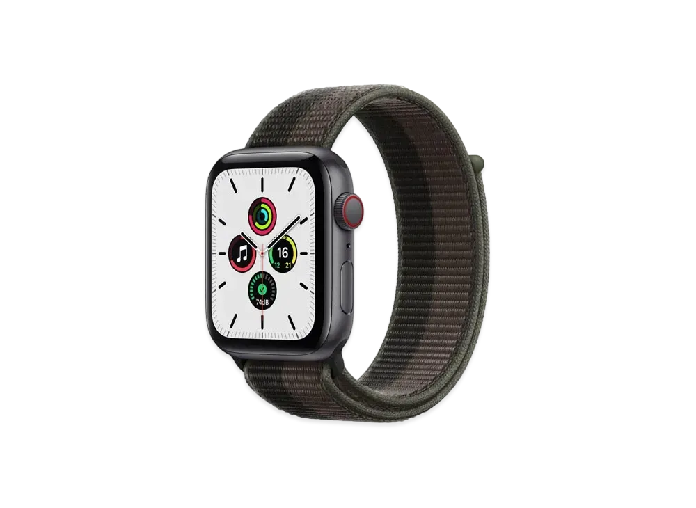 Apple Watch SE (GPS + Cellular Model) 44mm Space Gray Aluminiumcase Tornado/Gray Sports Loop "Gray" MKT53JA