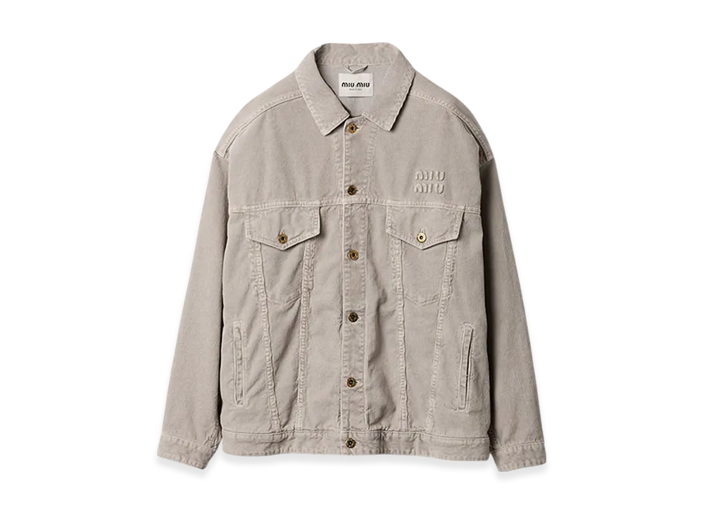 MIU MIU Women's Washed Velvet Blouson Jacket "Granite Gray"