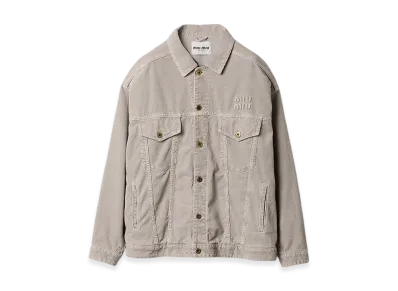 MIU MIU Women's Washed Velvet Blouson Jacket "Granite Gray"