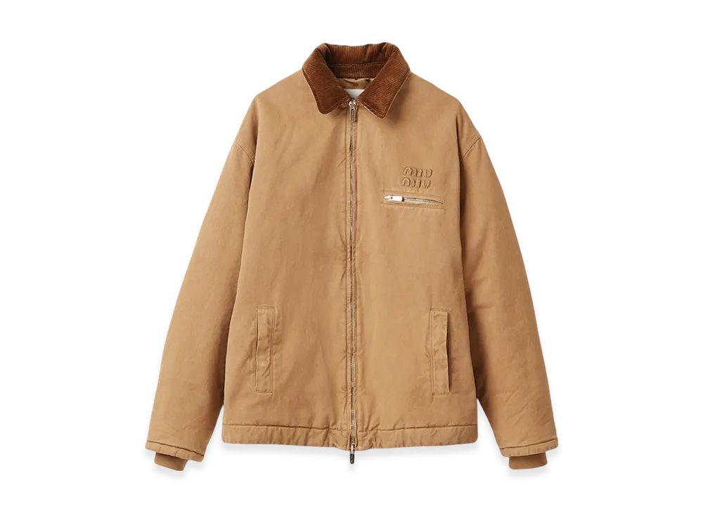 MIU MIU Women's Embroidered Garment Dyed Gabardine Blouson Jacket "Cord"