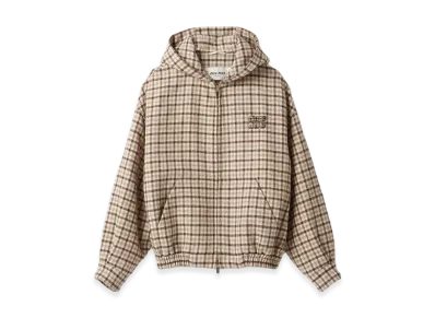 MIU MIU Women's Check Blouson Jacket "Cocoa Brown"