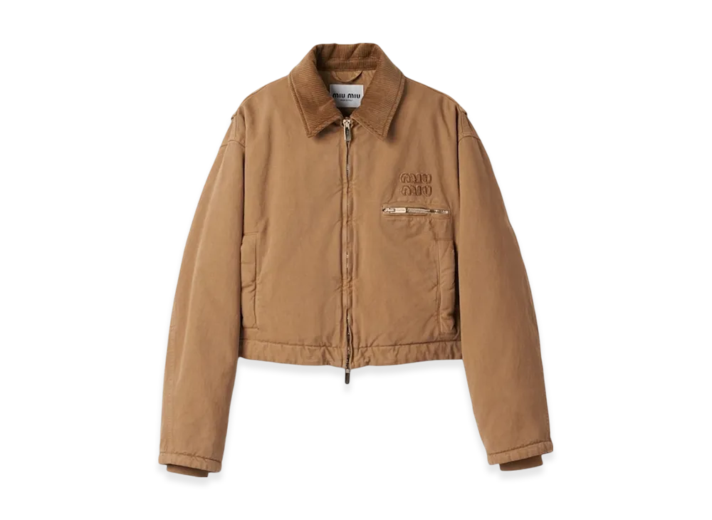 MIU MIU Women's Garment Dyed Gabardine Blouson Jacket "Cord"