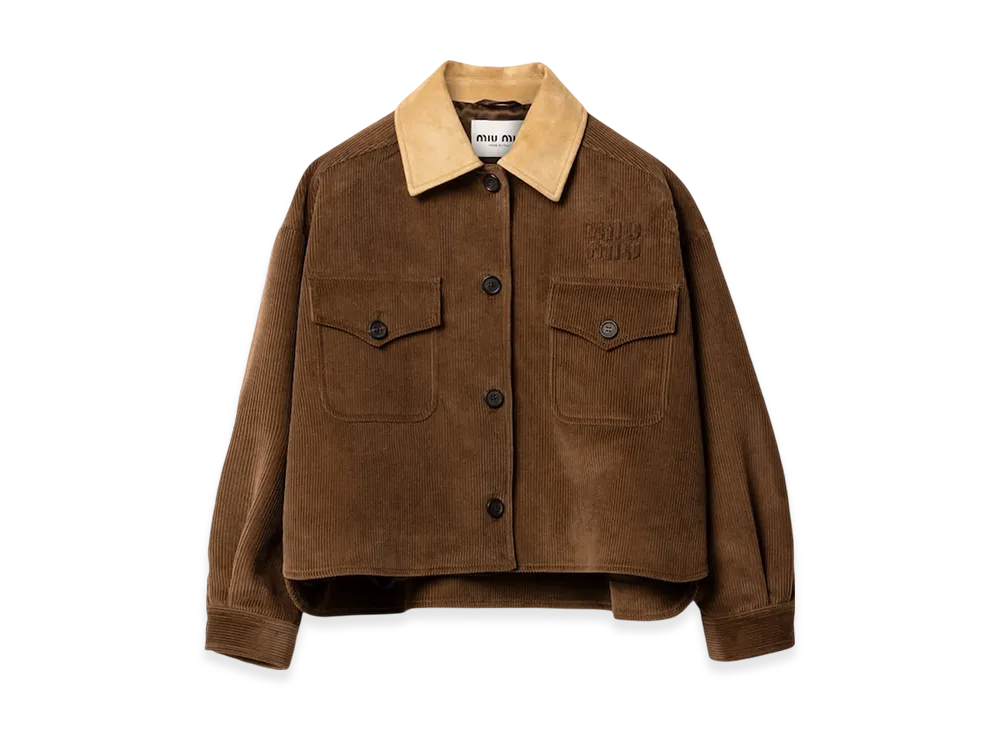 MIU MIU Women's Velvet Blouson Jacket "Cocoa Brown"