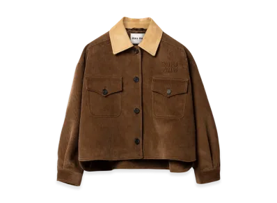 MIU MIU Women's Velvet Blouson Jacket "Cocoa Brown"