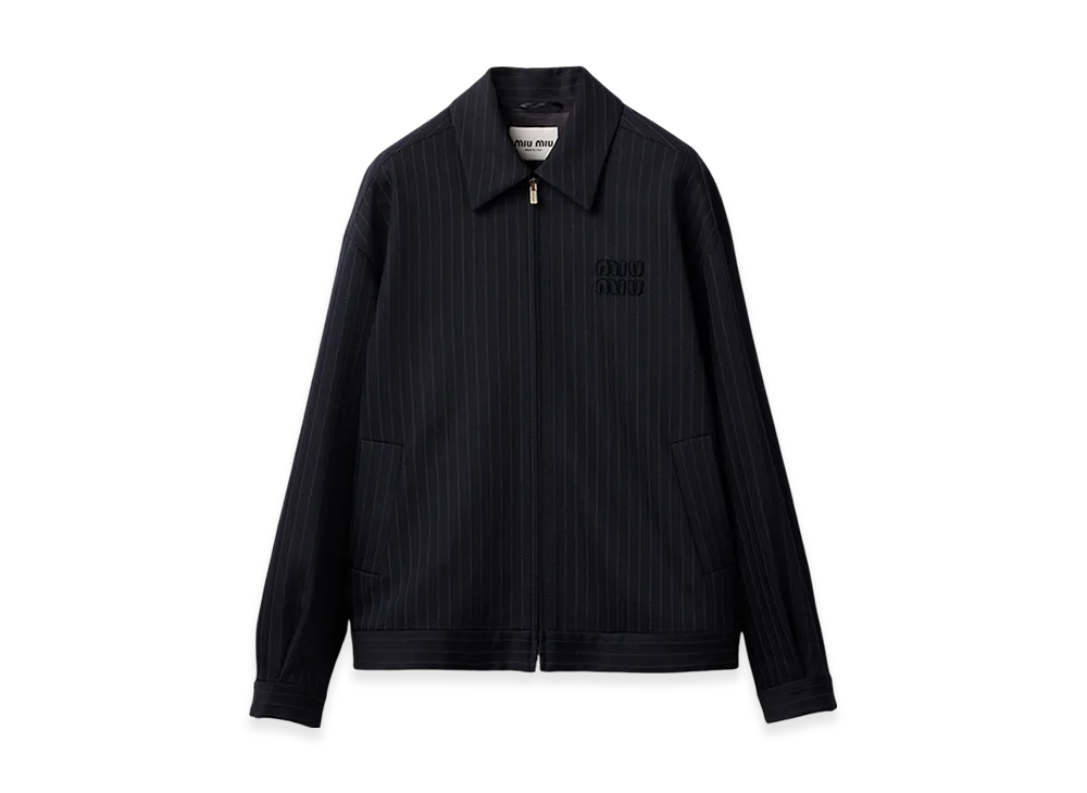 MIU MIU Women's Pinstripe Blouson Jacket "Navy"