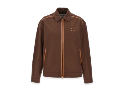 MIU MIU Women's Logo Patch Blouson "Brown"