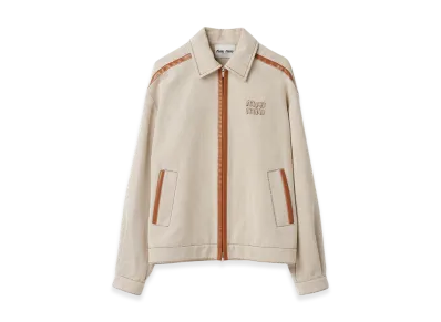 MIU MIU Jacquard Canvas Blouson Jacket "Beige/Cognac"