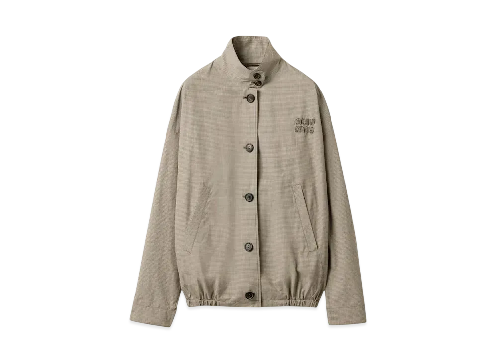 MIUMIU Women's Technical Check Blouson Jacket "Olive"