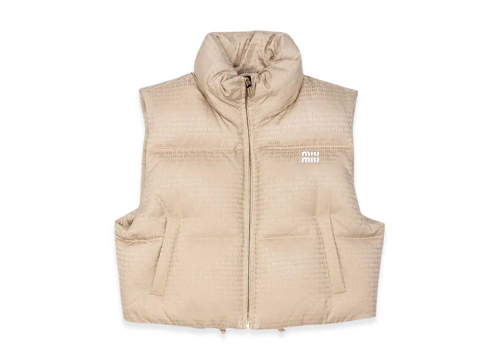 MIU MIU Women's Goose Down Vest "Desert Beige"