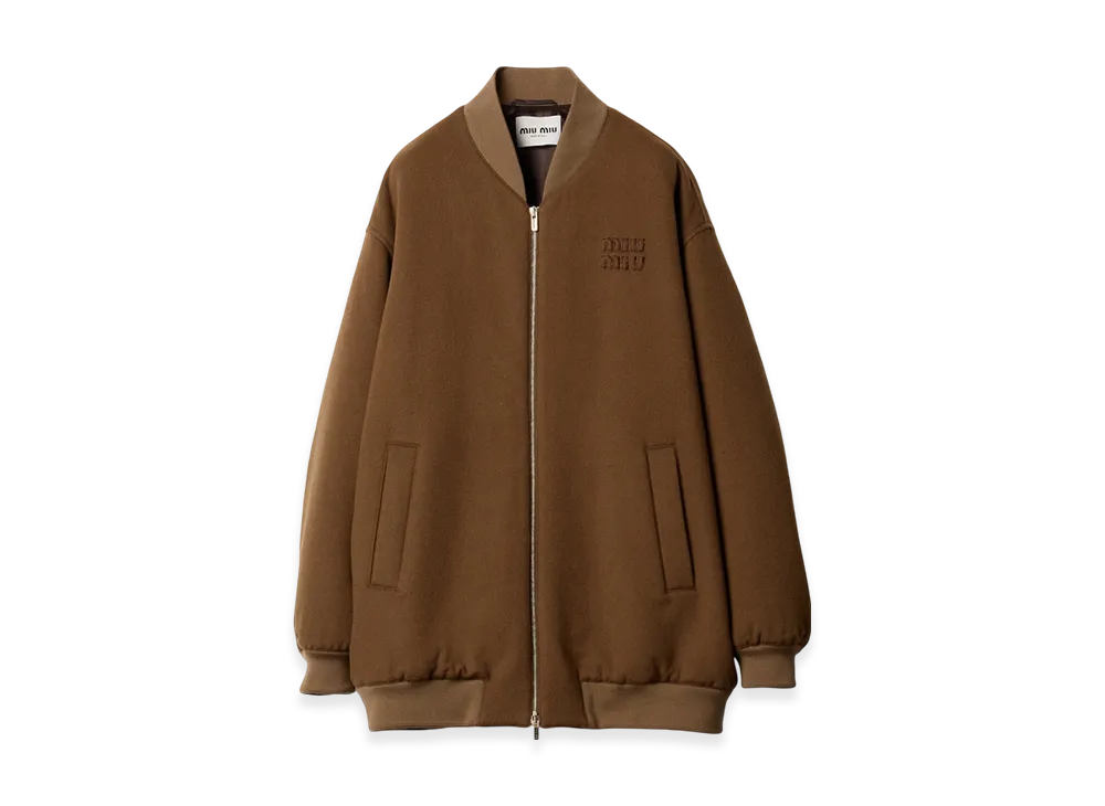 MIU MIU Women's Double Weave Velour Blouson Jacket Tobacco "Tabaco"