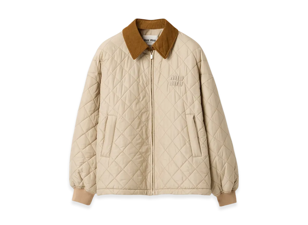 MIU MIU Women's Technical Fabric Blouson Jacket "Sand Beige"