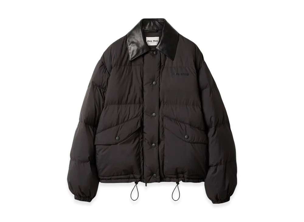 MIU MIU Women's Technical Ponge Crop Down Jacket "Black"