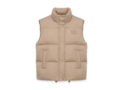 MIU MIU Women's Stand Collar Full Zip Down Vest "Brown"