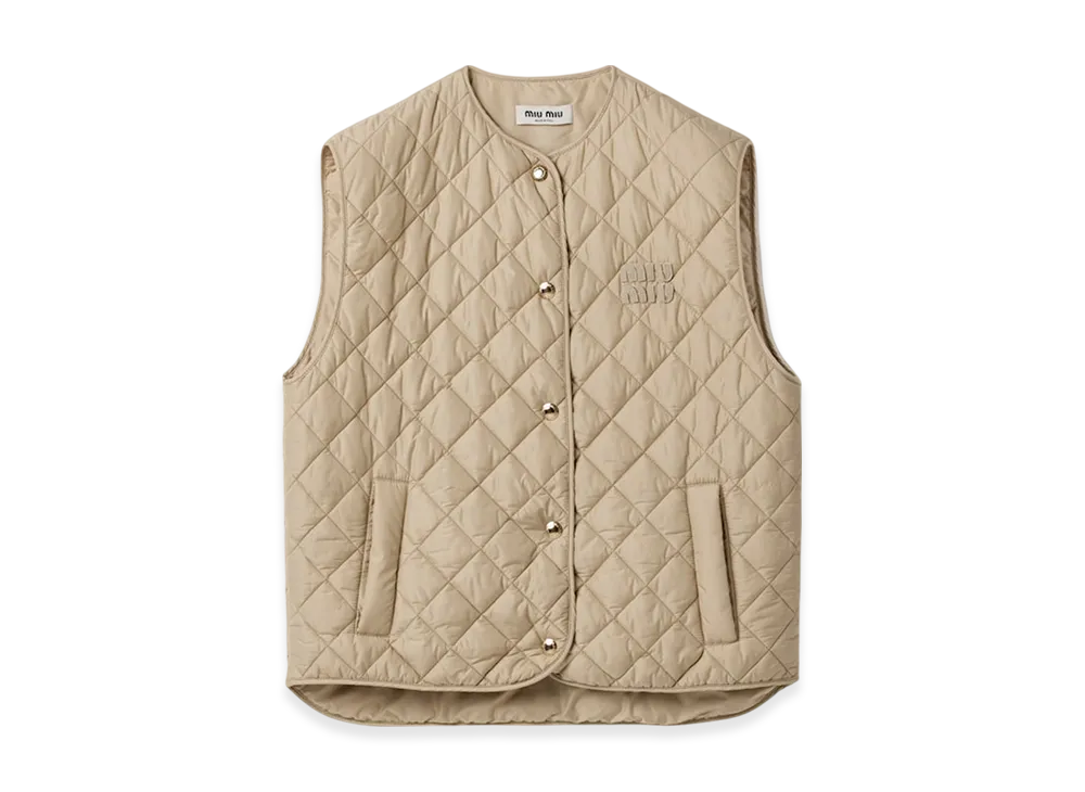 MIU MIU Women's Technical Fabric Vest "Sand Beige"