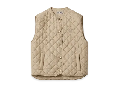 MIU MIU Women's Technical Fabric Vest "Sand Beige"