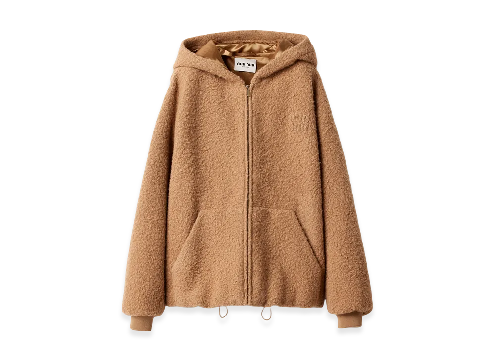 MIU MIU Women's Pile Hoodie Jacket "Camel Brown"