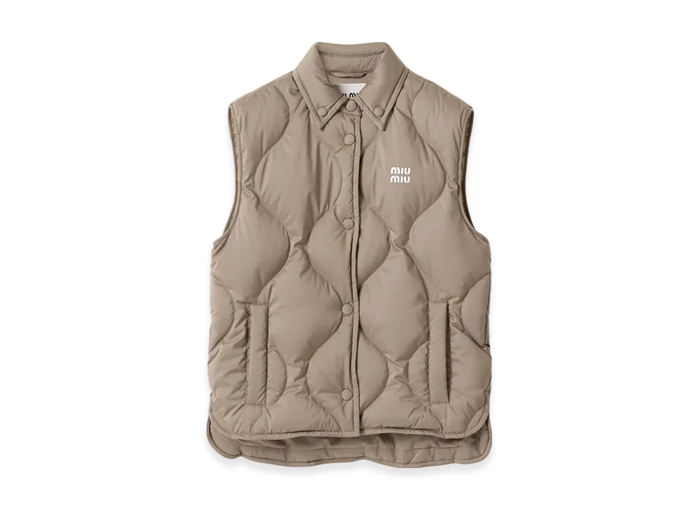 MIU MIU Technical Ponge Down Vest "Clay Grey"
