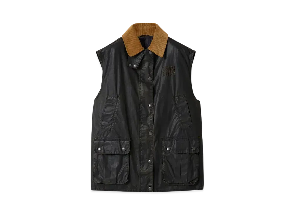 MIUMIU Women's Resin-Finish Poplin Vest "Black"