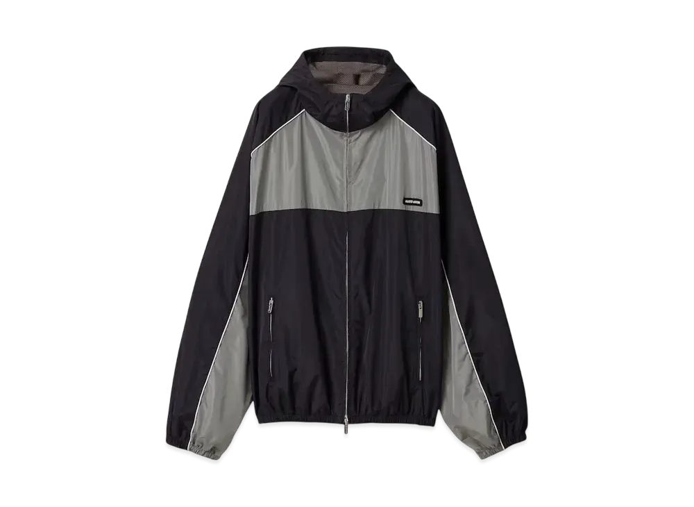 MIUMIU Women's Technical Silk Zipper Blouson Jacket "Blue/Silver Gray"