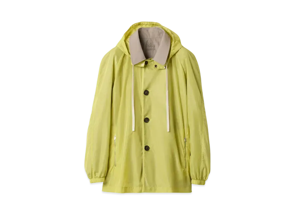 MIUMIU Women's Panama Cotton and Technical Ponge Blouson Jacket "Gray/Lime Green"