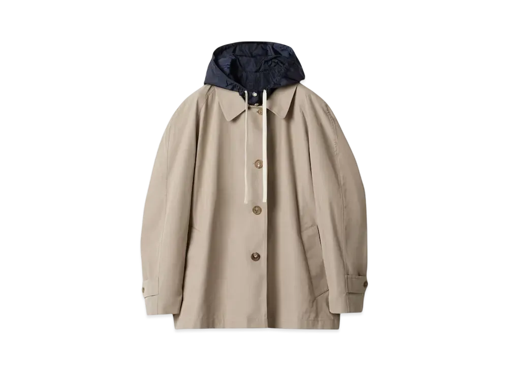 MIUMIU Women's Panama Cotton and Technical Ponge Blouson Jacket "Gray/Navy"