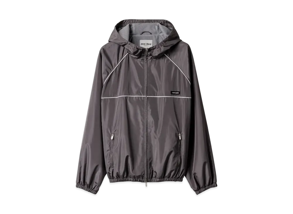 MIUMIU Women's Technical Silk Zipper Blouson Jacket "Silver"