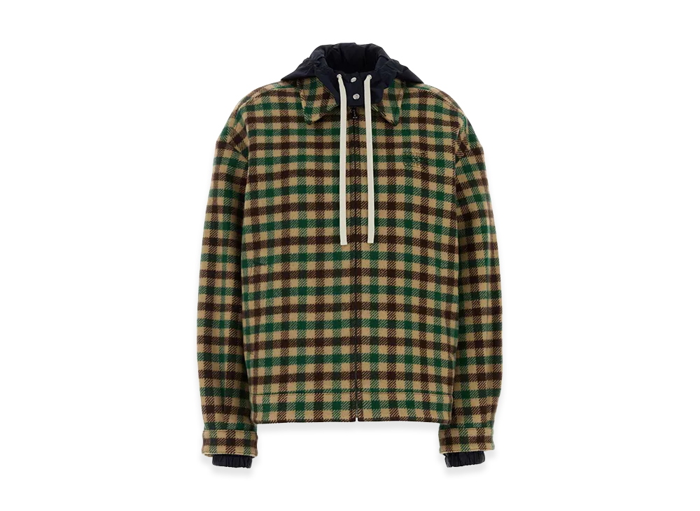 MIU MIU Women's Embroidered Wool Blend Jacket "Checked"