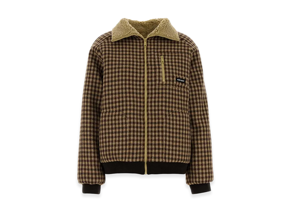 MIU MIU Women's Embroidered Wool Jacket "Checked"