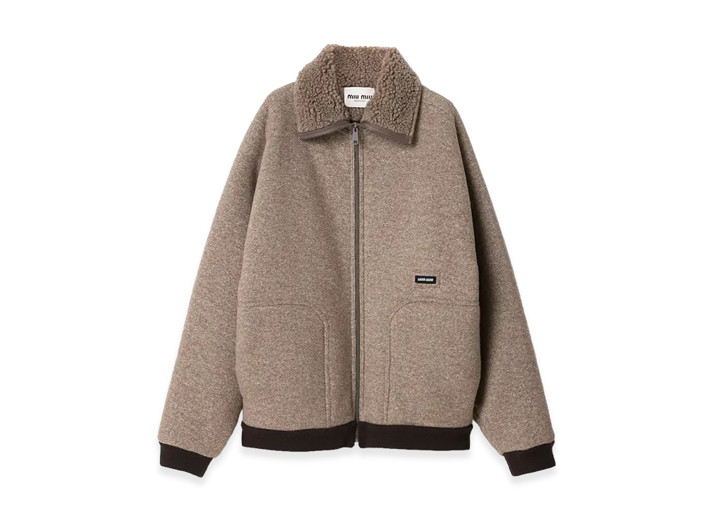 ミュウミュウ ウィメンズ コットンフリースジッパー ブルゾンジャケット "コードベージュ" ML1369_17I1_F0065_S_OOO