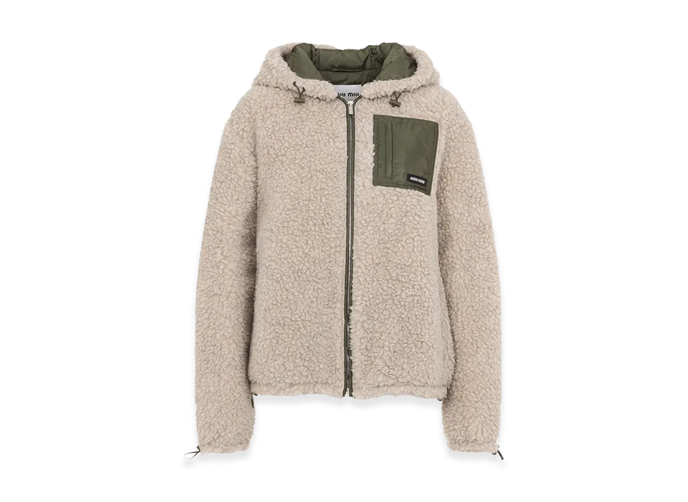 MIU MIU Women's Hybrid Construction Fleece Jacket "Beige"