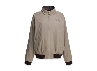 MIU MIU Women's Reversible Panama And Houndstooth Bomber Jacket "Beige"