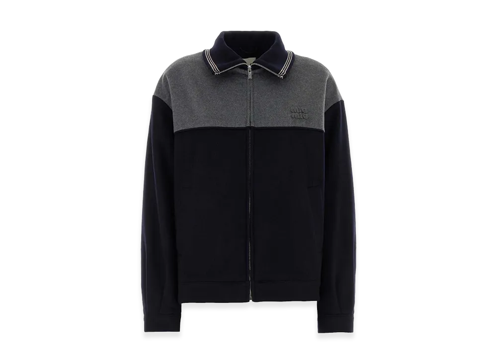 MIU MIU Women's Two-Tone Velour Jacket "Navy/Grey"