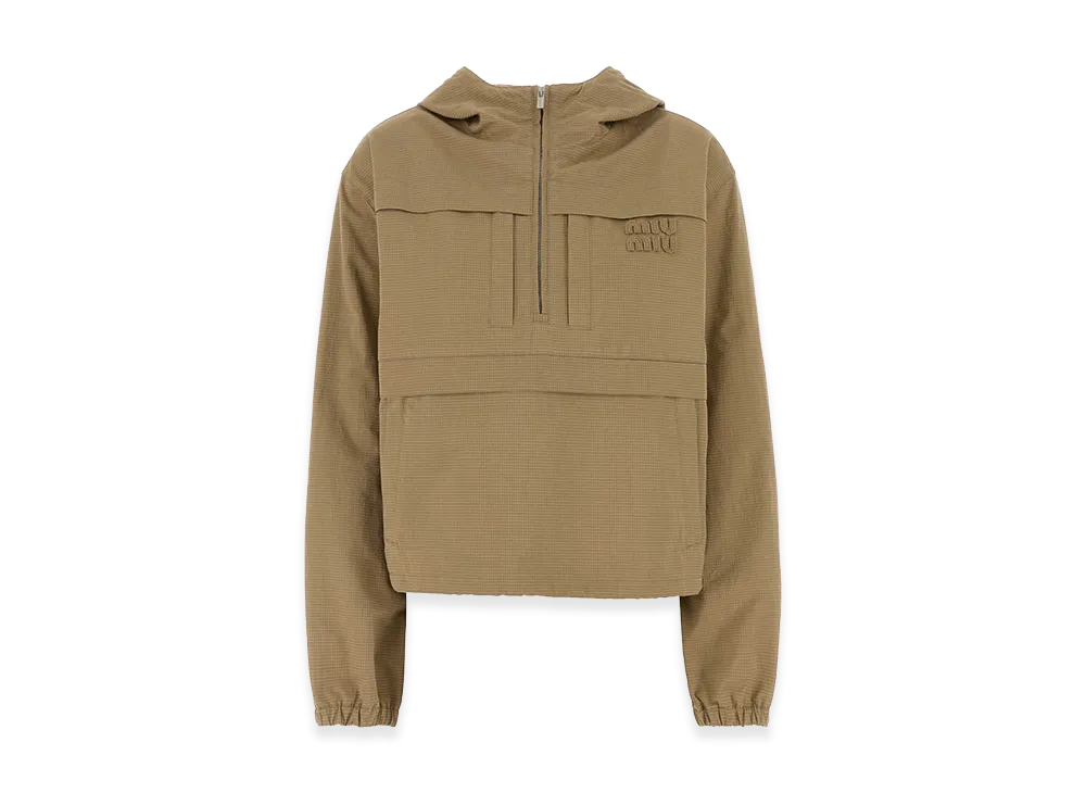 MIU MIU Women's Embroidered Ripstop Fabric Jacket "Beige"