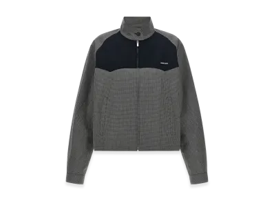 MIU MIU Women's Gingham Check Blouson Jacket "Gray"