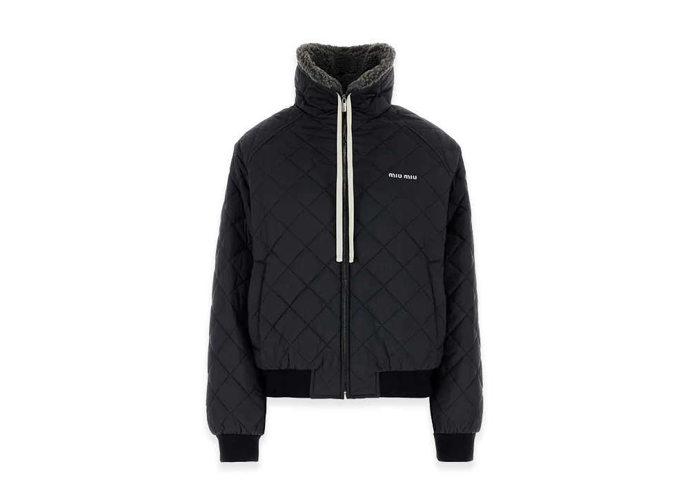 MIU MIU Women's Polyester Down Jacket "Navy Blue"