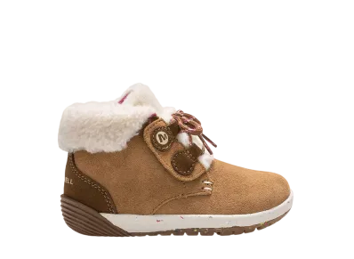 MERRELL Little Kids Bare Steps Cocoa Jr. Boot "Chestnut Suede"