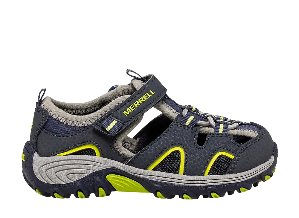 MERRELL Little Kids Hydro H2O Hiker Jr Sandal "Navy/Lime"