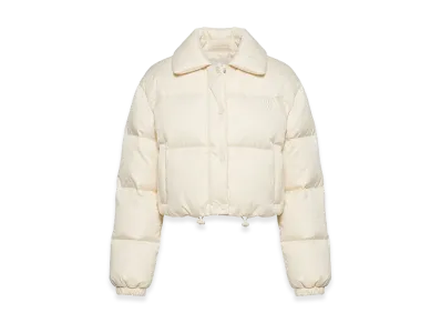 MIU MIU Women's Logo Allover Pattern Full Zip Cropped Down Jacket Outerwear "White"